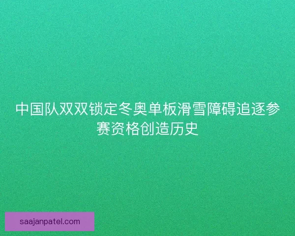 中国队双双锁定冬奥单板滑雪障碍追逐参赛资格创造历史