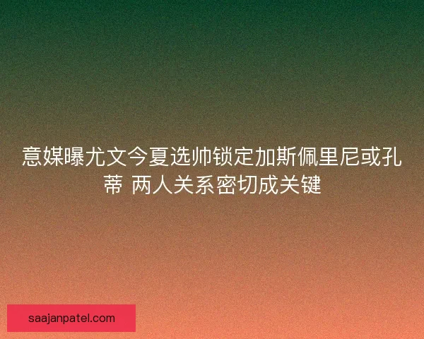 意媒曝尤文今夏选帅锁定加斯佩里尼或孔蒂 两人关系密切成关键