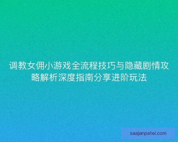 调教女佣小游戏全流程技巧与隐藏剧情攻略解析深度指南分享进阶玩法