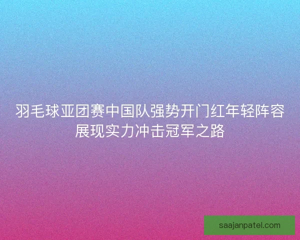 羽毛球亚团赛中国队强势开门红年轻阵容展现实力冲击冠军之路