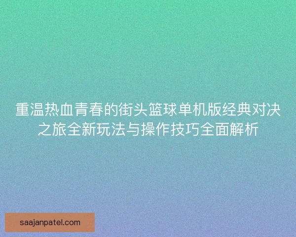 重温热血青春的街头篮球单机版经典对决之旅全新玩法与操作技巧全面解析